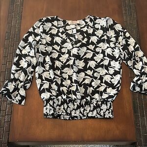 Floral Black and White Women's Top